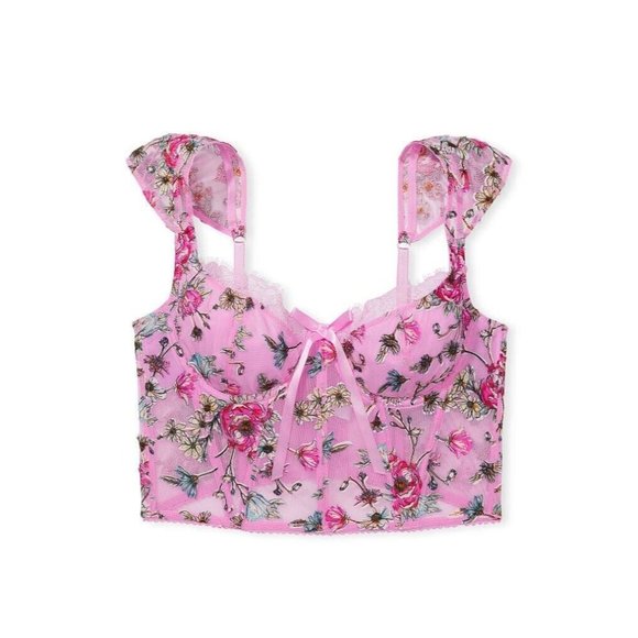 VICTORIA’S SECRET SMALL Dream Angels‎ Unlined Bra Top Black Floral Embroidered - Picture 9 of 11